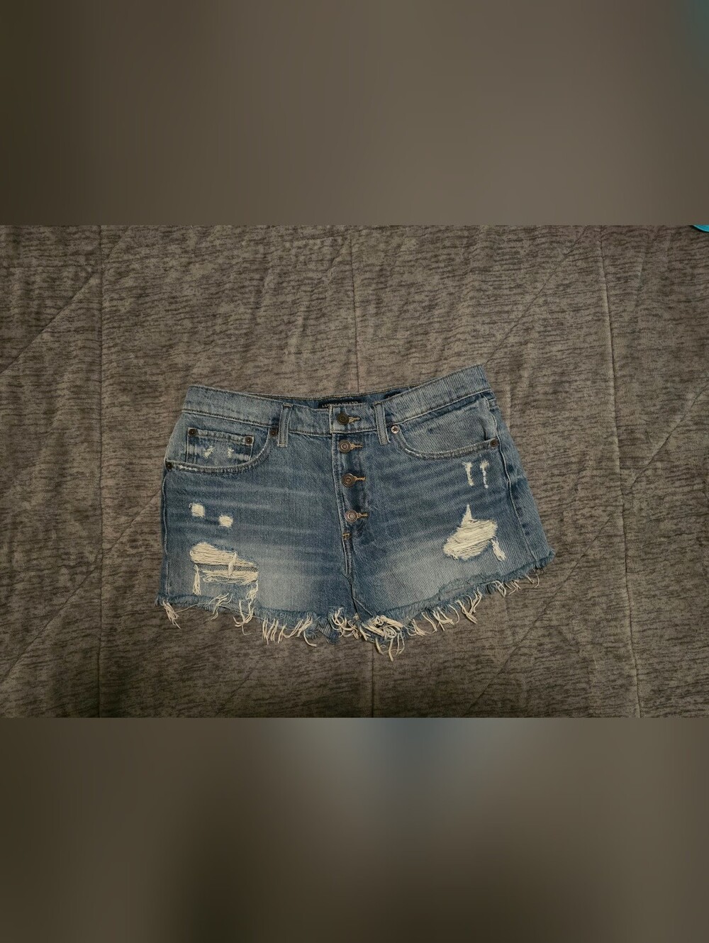 Lucky Brand Distressed Button-Fly Denim Cutoff Shorts - Light Blue